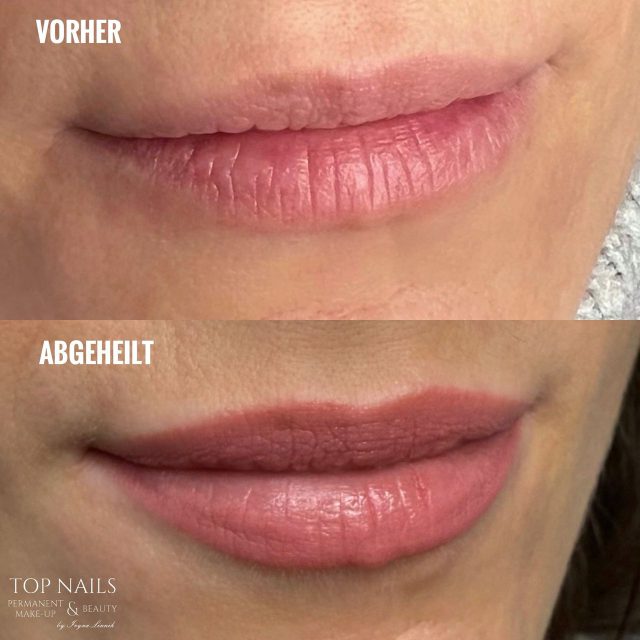 Aquarell Lips – Permanent Make-up Lippen vorher und abgeheilt