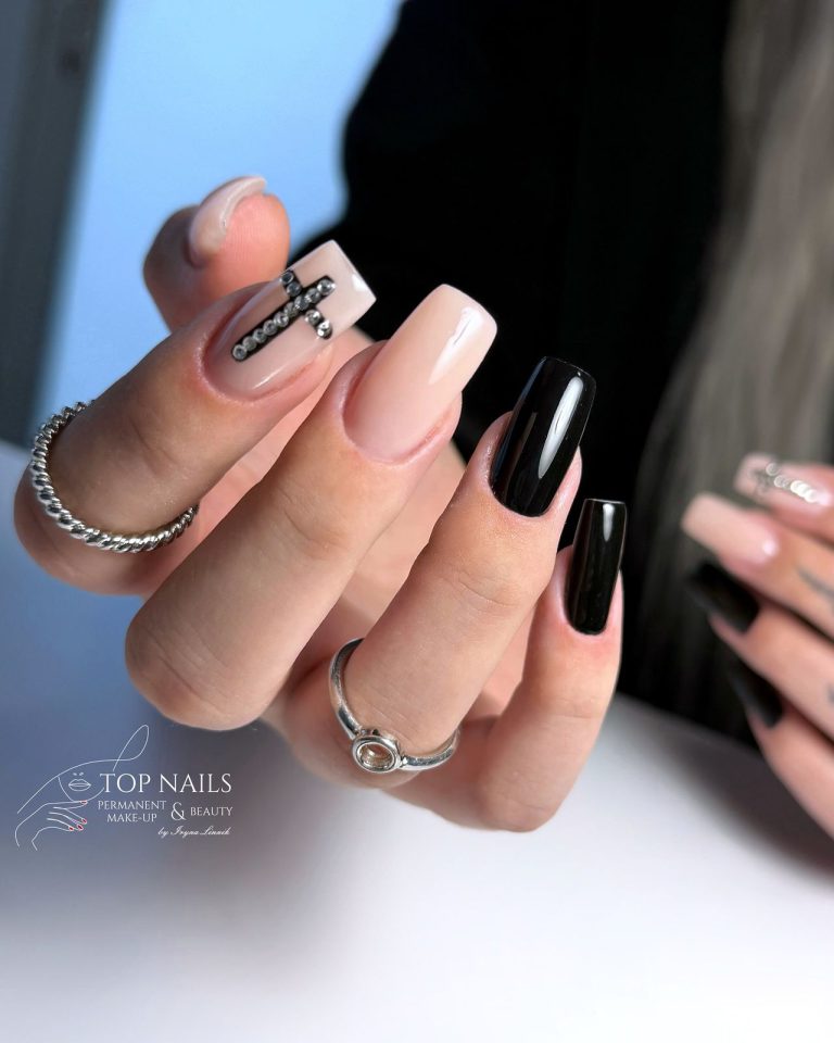 Schwarz-Nude-Design – Top Nails Bautzen