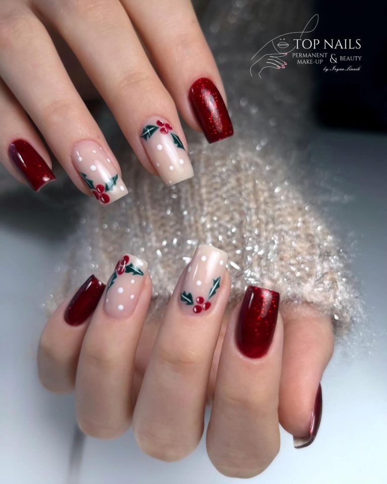 Winter-Design in Rot – Top Nails Bautzen