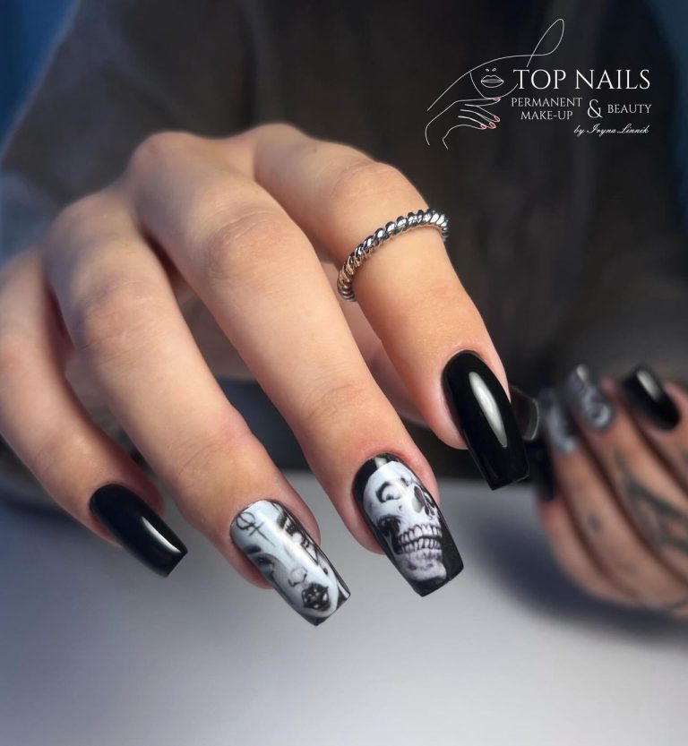 Schwarz mit Silber-Design – Top Nails Bautzen