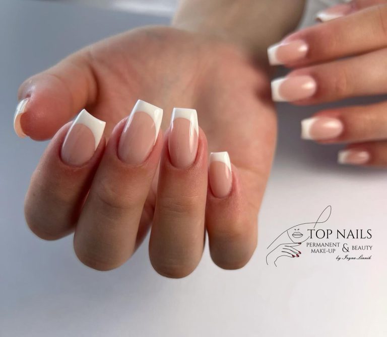 Kurzes weißes French – Top Nails Bautzen